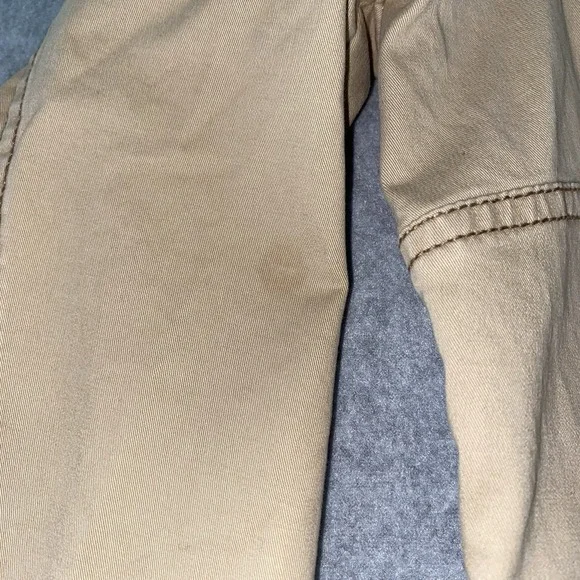 GAP Women's XL Khaki Cotton Twill Jacket Floral Trim Utility Peplum Button Up - Picture 2 of 16